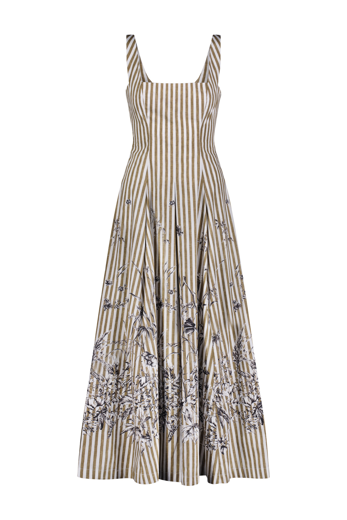 Printed Floral Poplin Stripe Caitlin Dress
