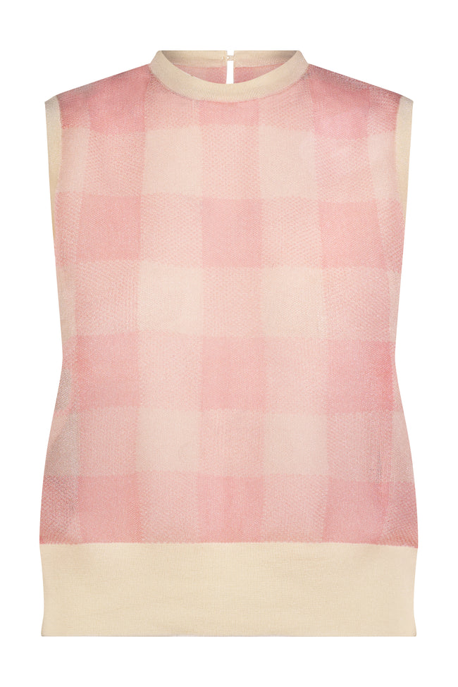Plaid Sheer Knit Sleeveless Tank