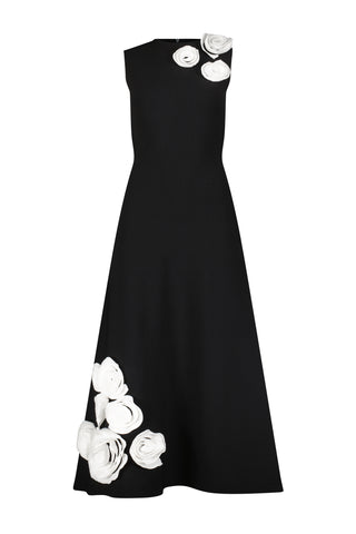 Rose Detail Knit Midi Dress