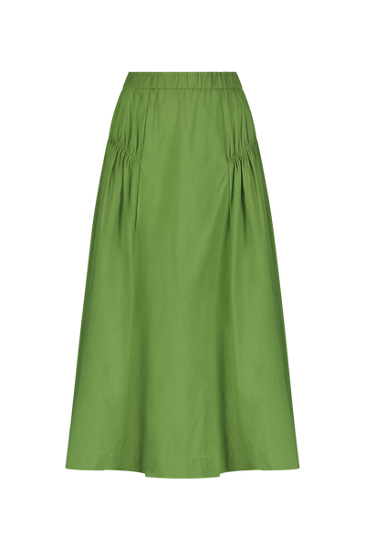 Tech Poplin Shirred Skirt