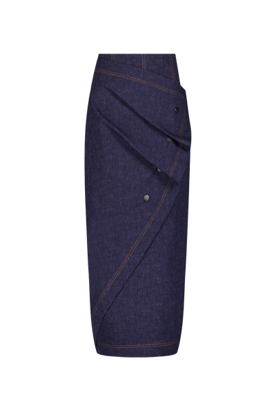 Stretch Denim Ruffle Skirt
