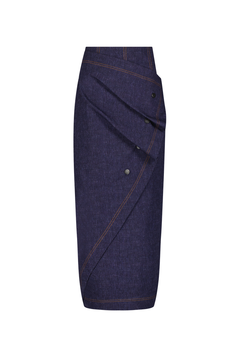 Stretch Denim Ruffle Skirt