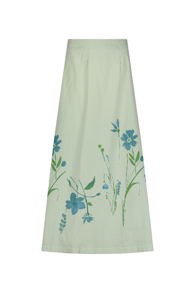 Floral Striped Cotton A-Line Skirt