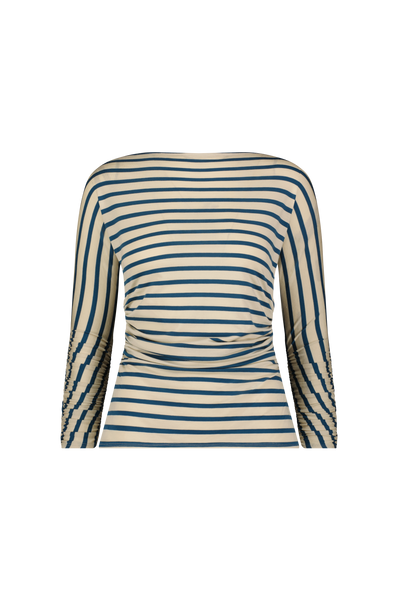 Striped Jersey Ruched Top