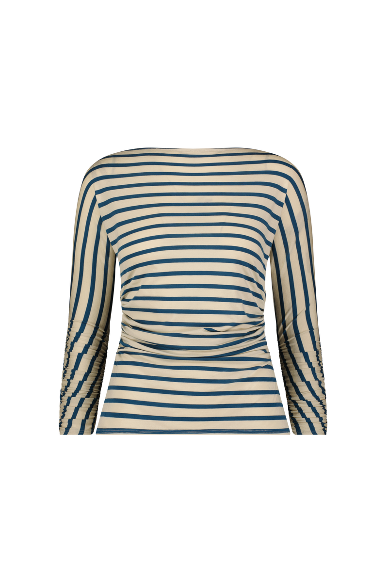 Striped Jersey Ruched Top