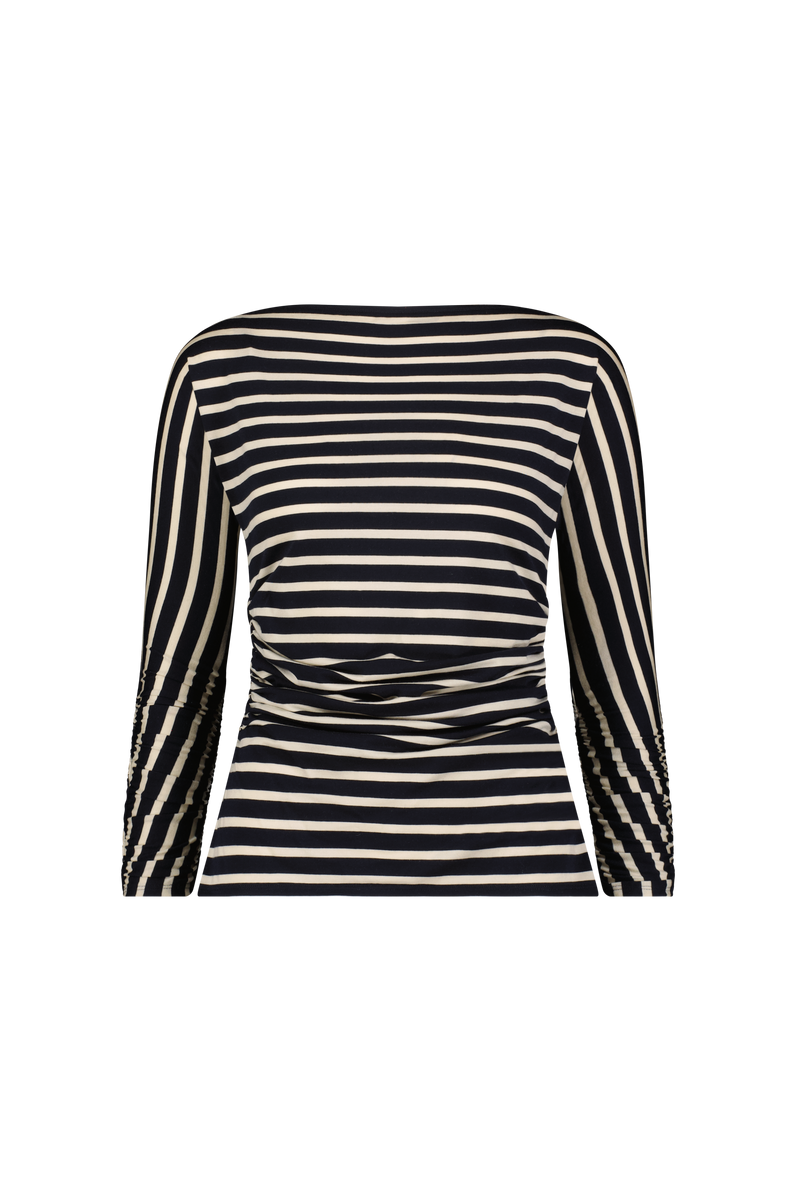 Striped Jersey Ruched Top