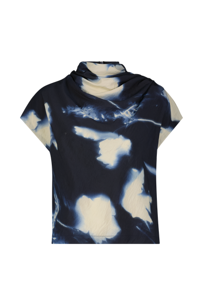 Abstract Floral Crepe Draped Top