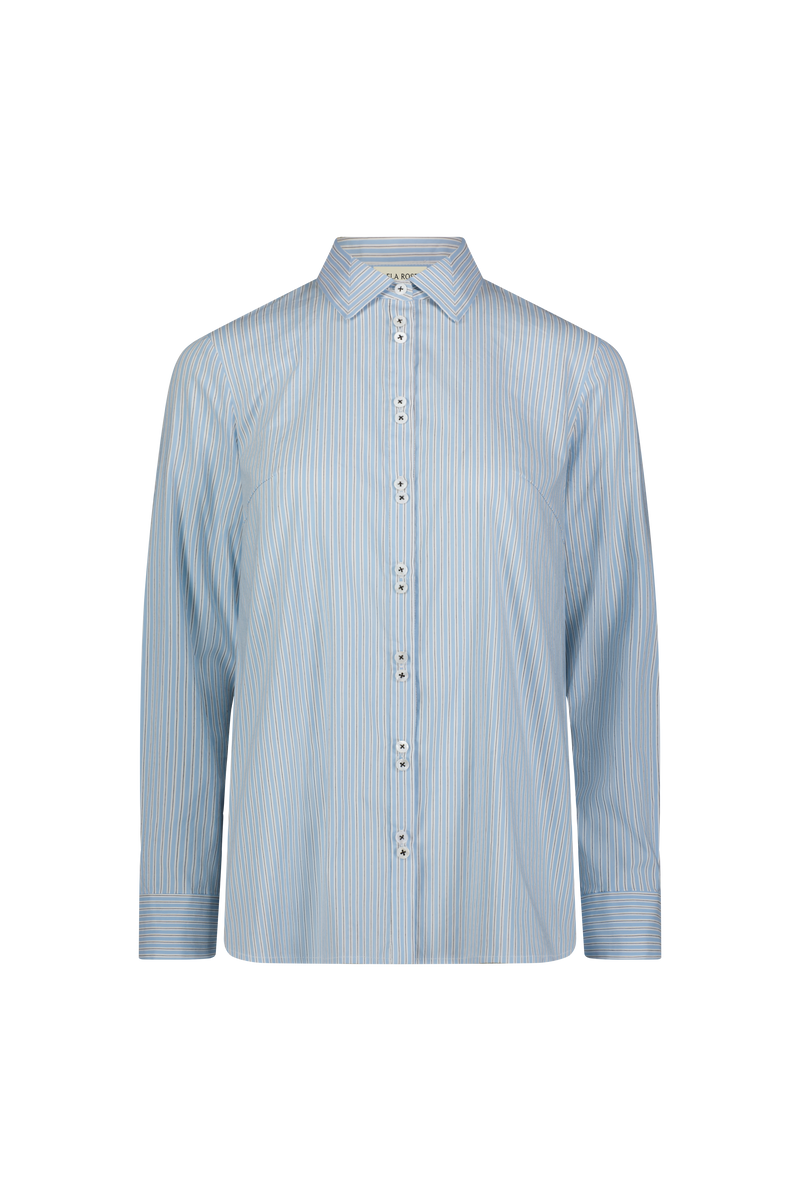 Striped Cotton Poplin Bow Back Shirt