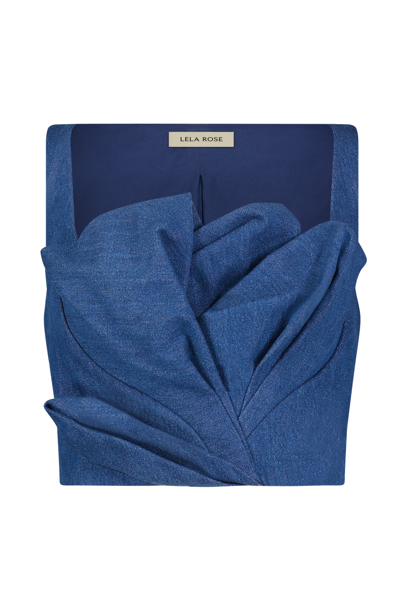 Draped Denim Tulip Finch Top