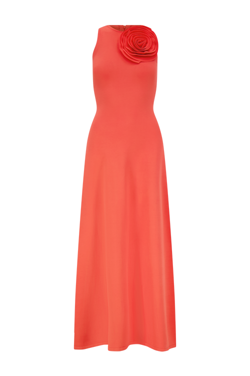 Rose Detail Knit Halter Dress