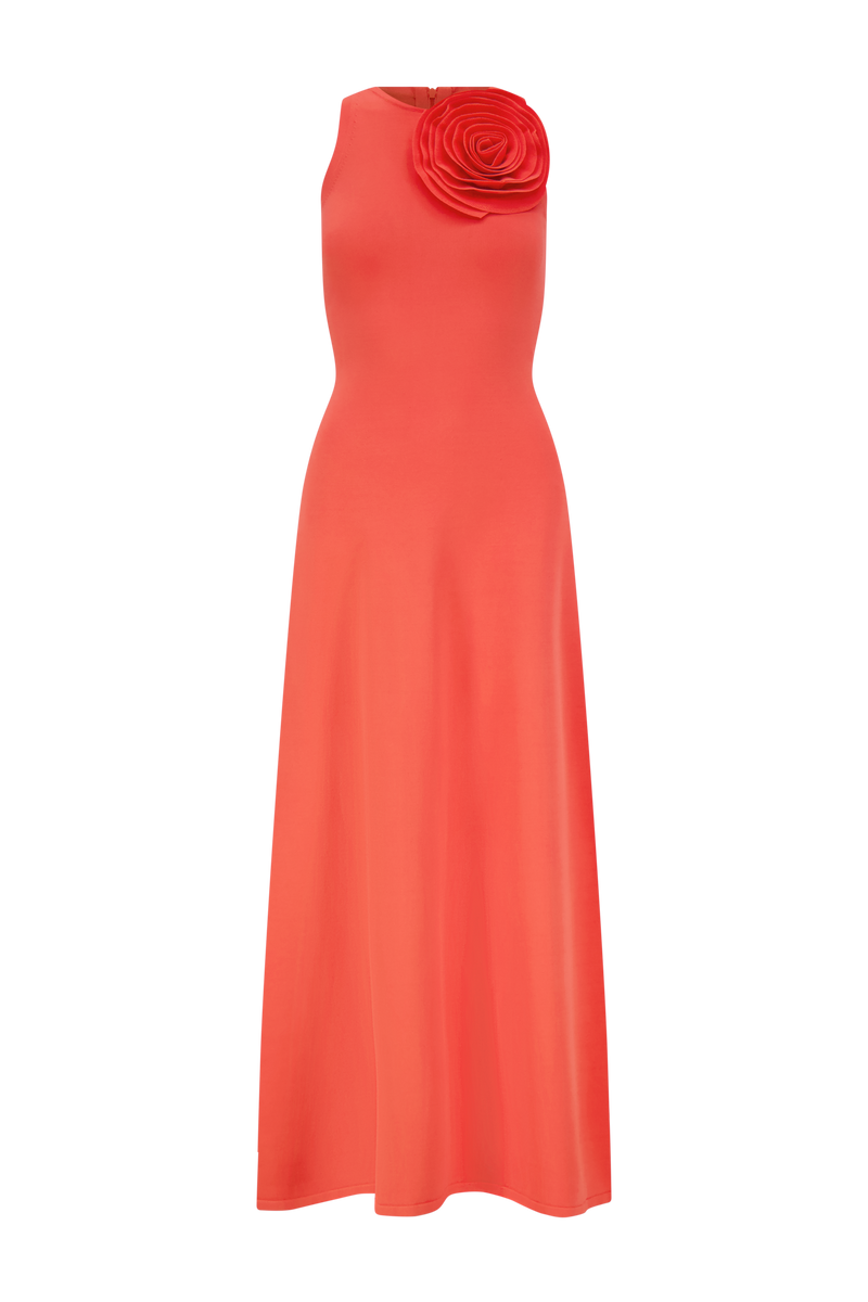 Rose Detail Knit Halter Dress
