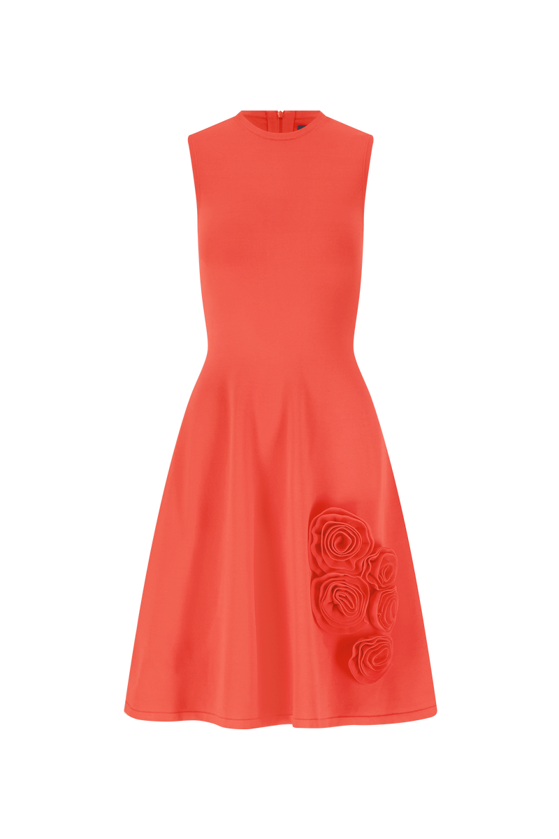 Rose Detail Knit Mini Dress