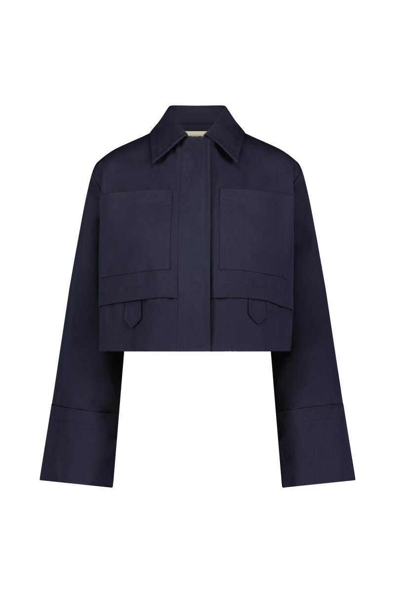 Stretch Cotton Cropped Jacket