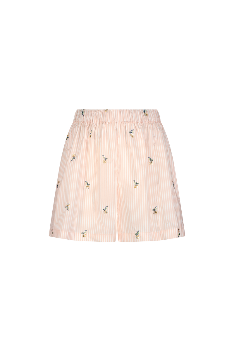 Embroidered Striped Cotton Short
