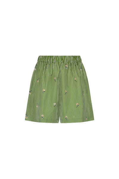 Embroidered Striped Cotton Short