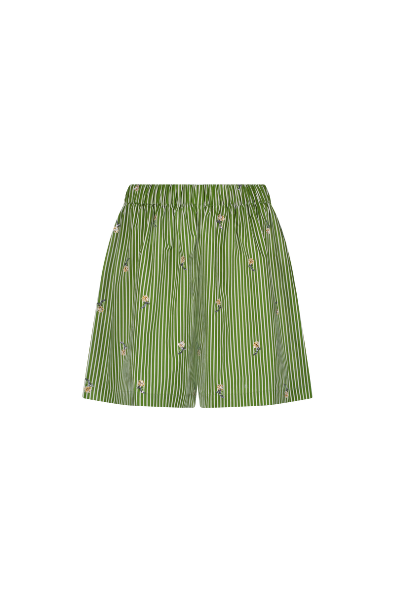 Embroidered Striped Cotton Short