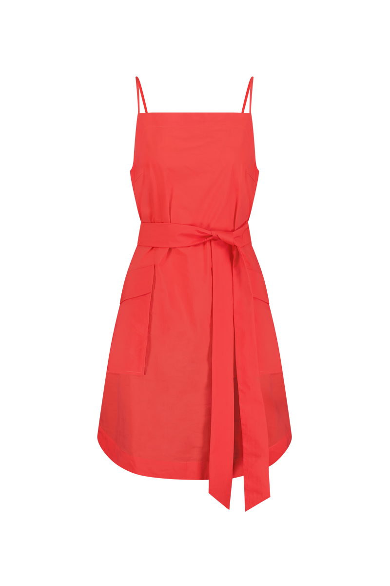 Tech Poplin Belted Dress