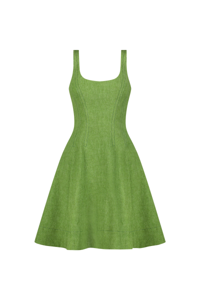 Stretch Denim Seamed Dress