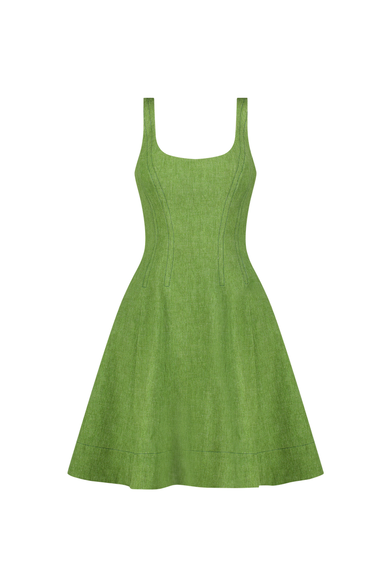 Stretch Denim Seamed Dress