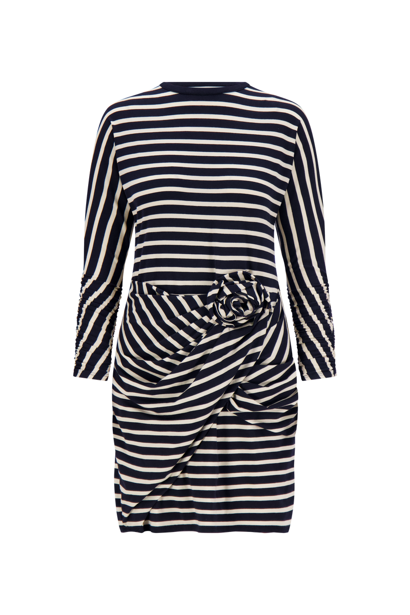 Striped Jersey Rose Ruched Dress Lela Rose Striped Jersey Rose Ruched Dress Lela Rose
