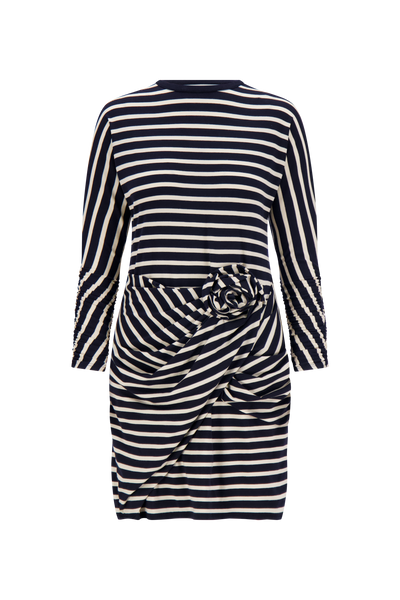 Striped Jersey Rose Ruched Dress