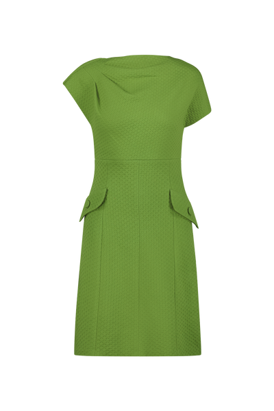 Textured Jersey Draped Shoulder Dress