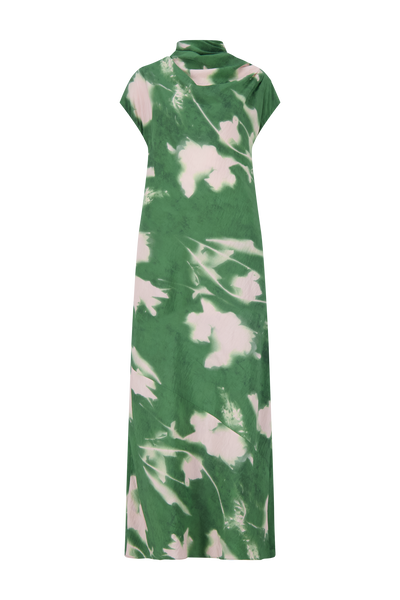 Abstract Floral Crepe Draped Gown