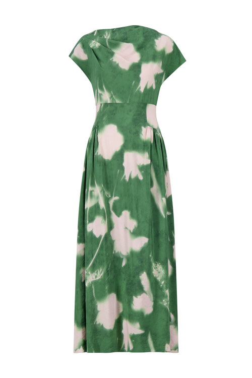 Abstract Floral Crepe Asymmetrical Dress