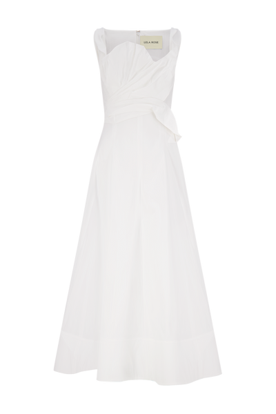Cotton Poplin Draped Floral Dress
