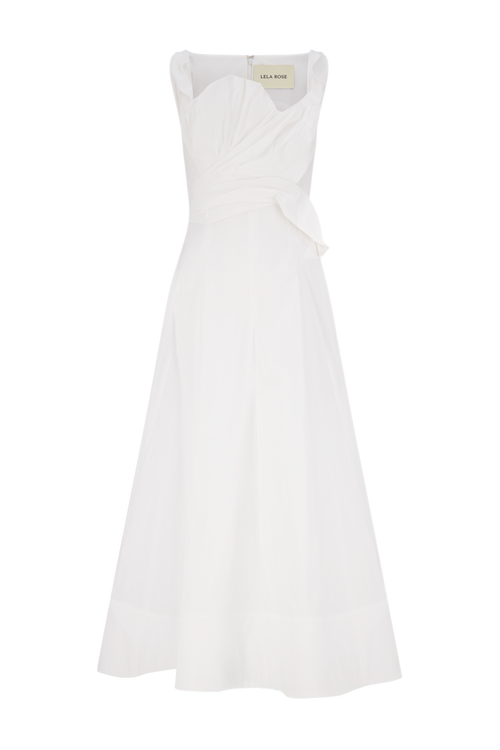 Cotton Poplin Draped Floral Dress