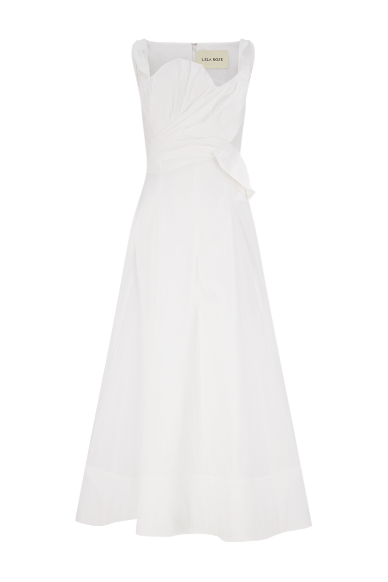 Cotton Poplin Draped Floral Dress