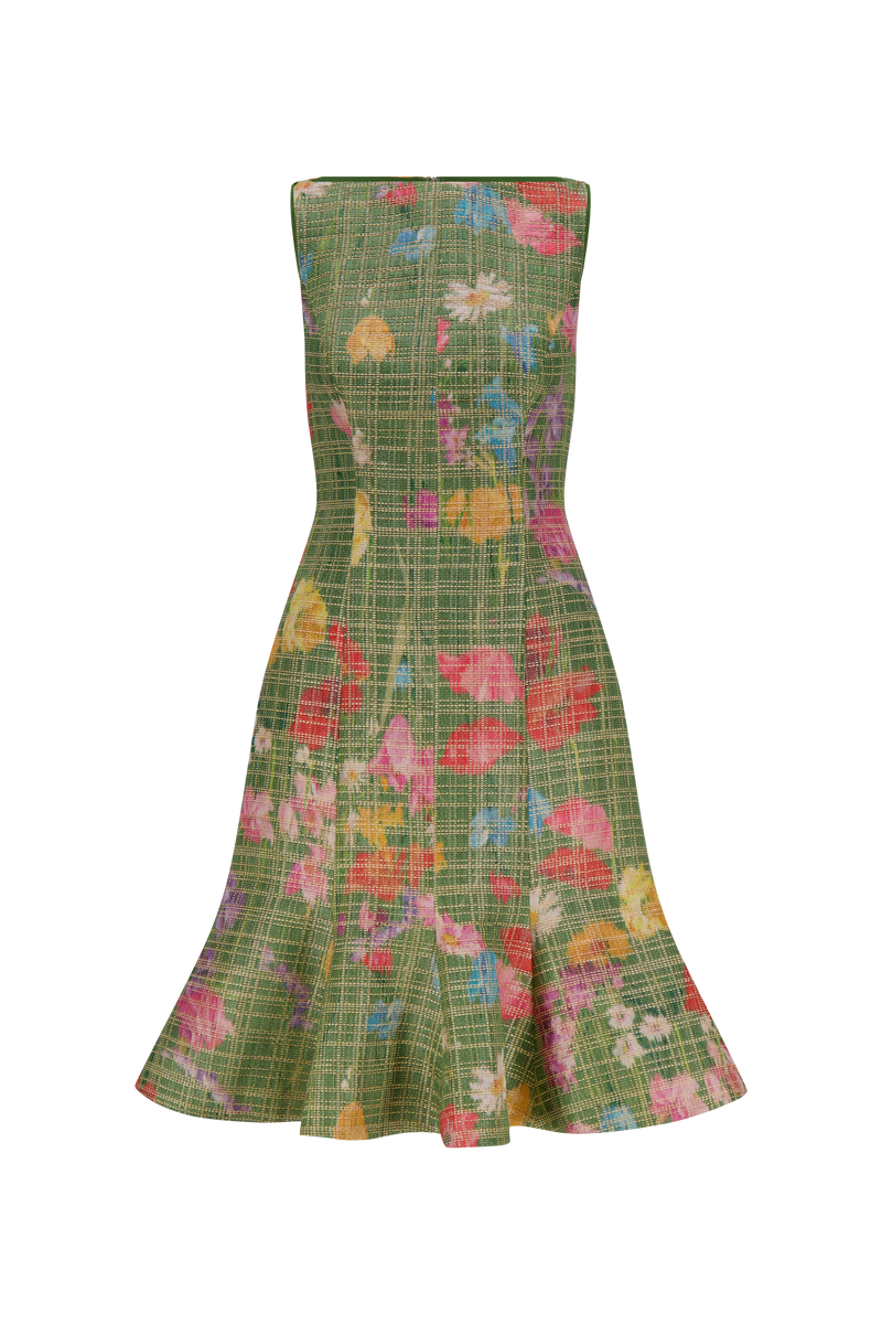 Floral Raffia Flounce Dress