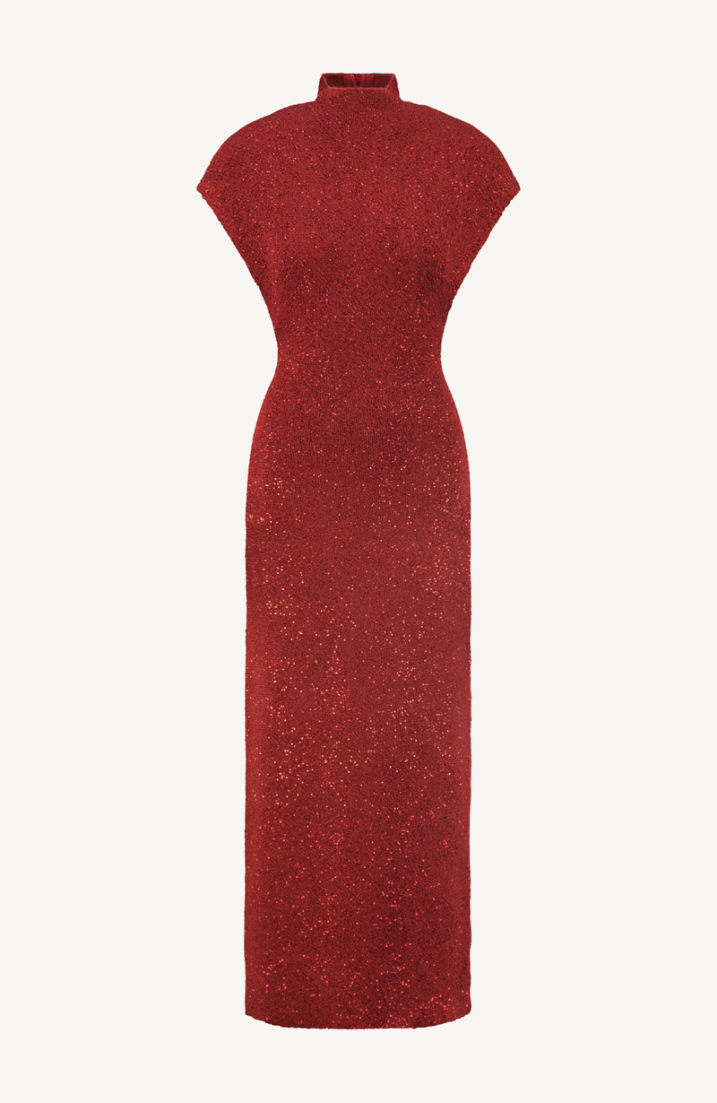 Sequin Knit Mock Neck Dress