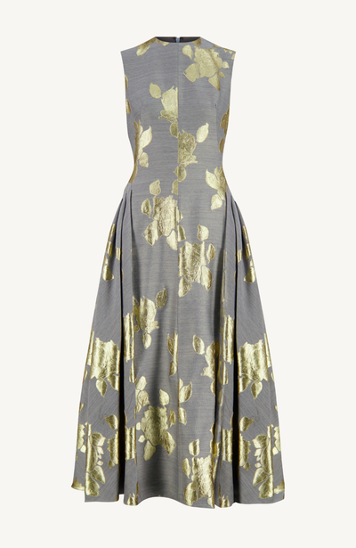 Floral Fil Coupe Sleeveless A Line Dress