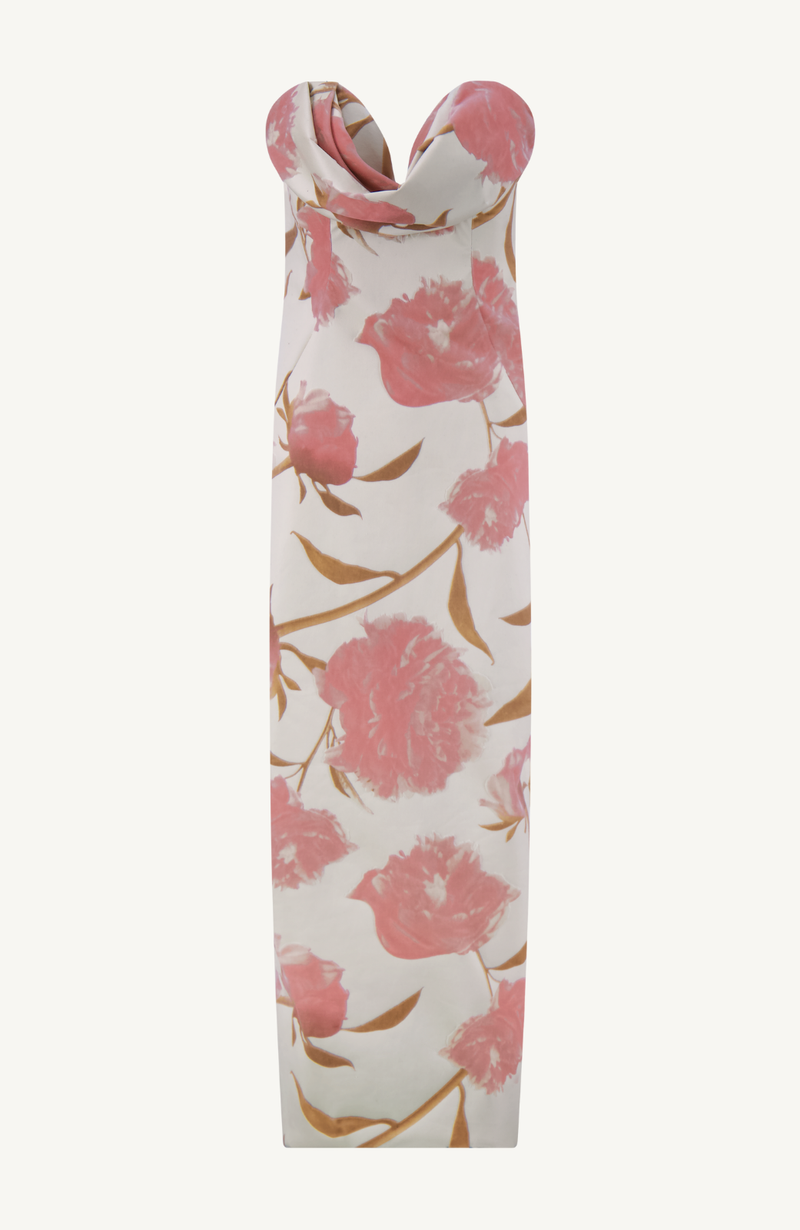 Floral Velvet Draped Bust Sheath