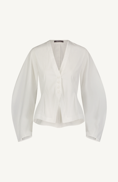 Cotton Poplin Button Front Peplum Top