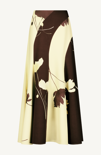 Floral Printed Crepe Seamed Skirt