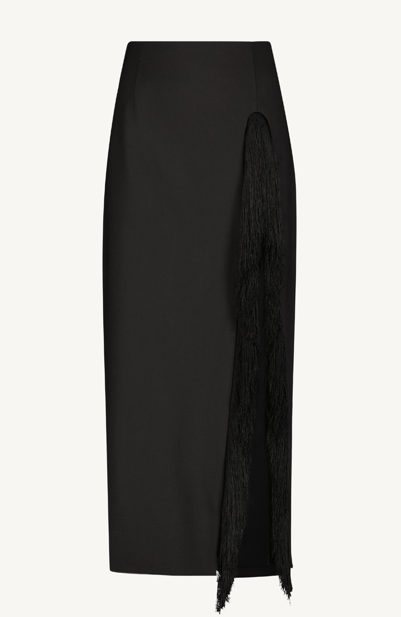 Garden Wool Fringe Detail Pencil Skirt