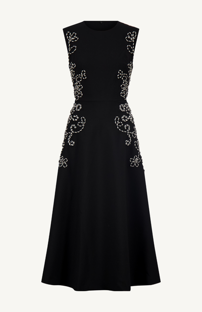 Corded Embroidery Sleeveless A Line Dress