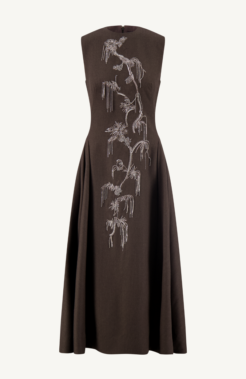 Crystal Embroidery Sleeveless A Line Dress Grey / 10 / F259414