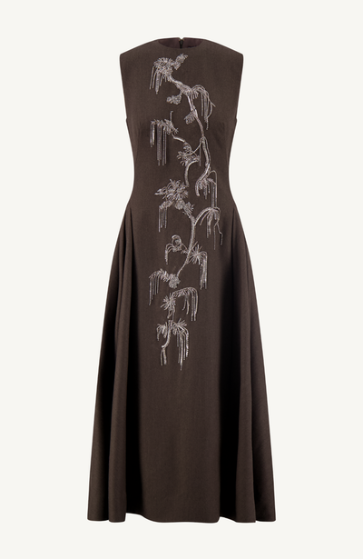 Crystal Embroidery Sleeveless A Line Dress