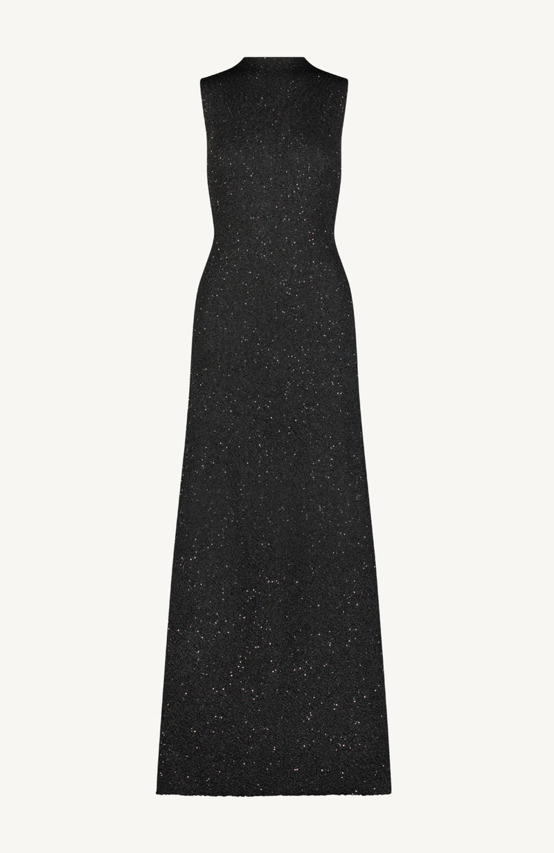 Sequin Knit Mock Neck Gown