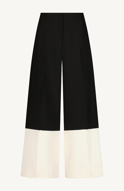 Stretch Twill Two-Tone Wide Leg Pant