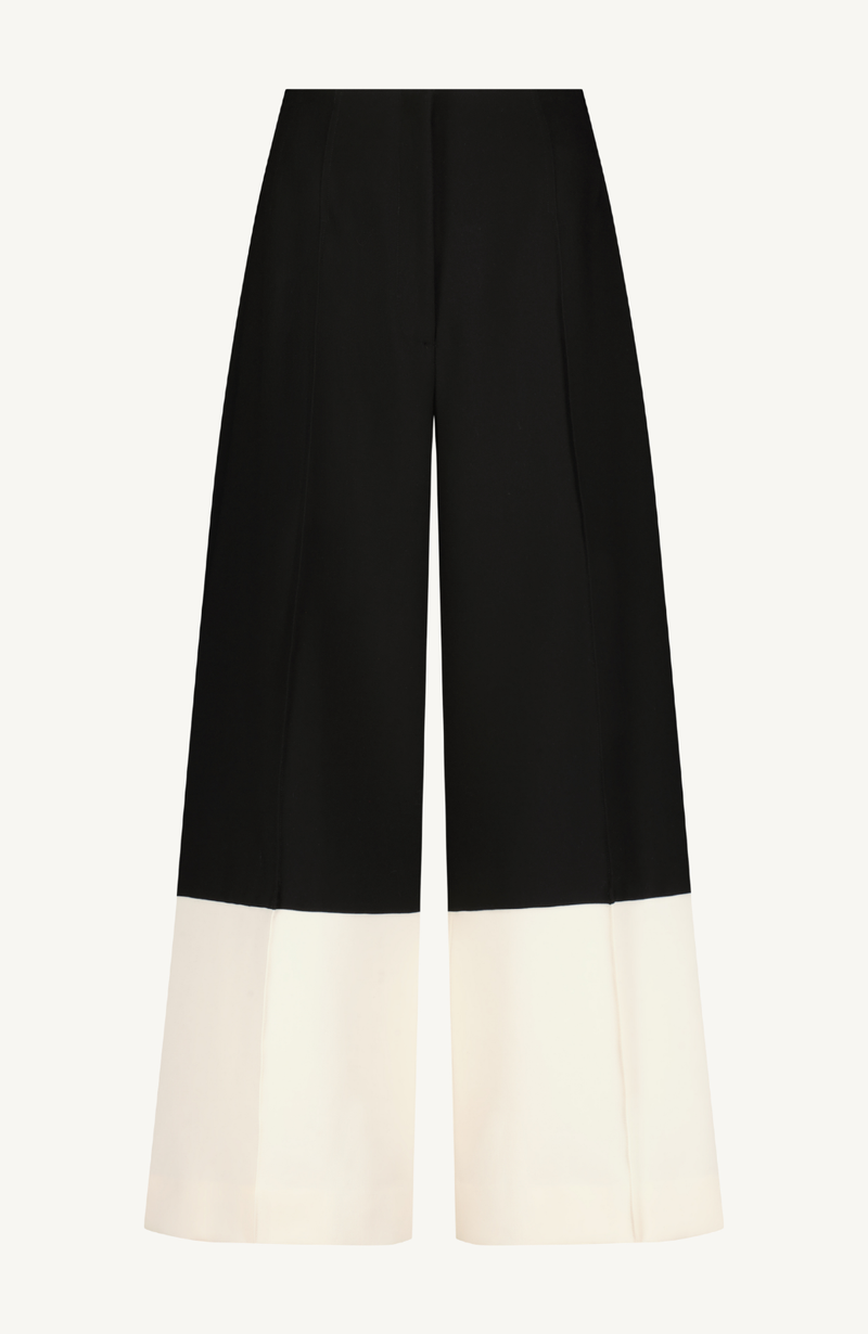 Stretch Twill Two-Tone Wide Leg Pant