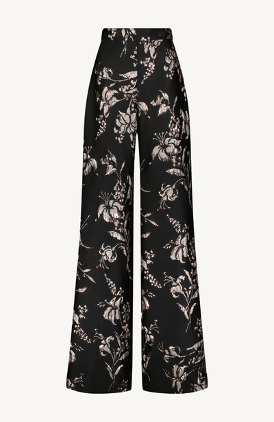 Metallic Floral Jacquard Wide Leg Pant