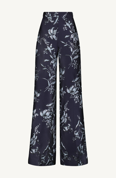 Metallic Floral Jacquard Wide Leg Pant