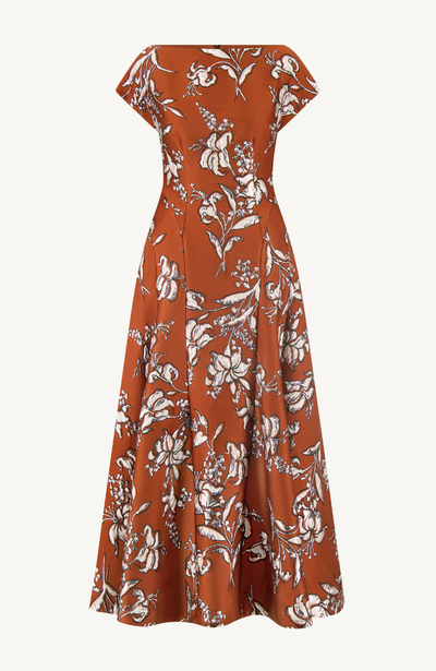 Metallic Floral Jacquard Seam Detail Dress