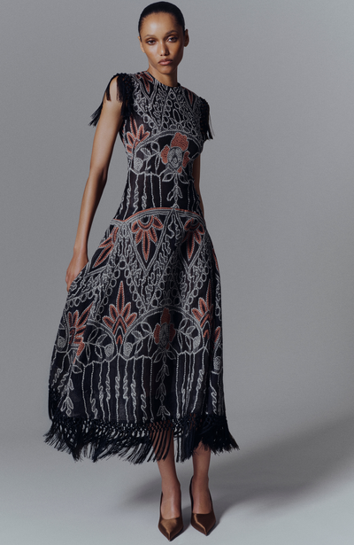 Geometric Fil Coupe Midi Dress