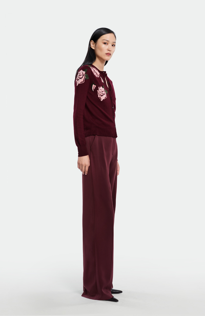Rose Intarsia Knit Cardigan