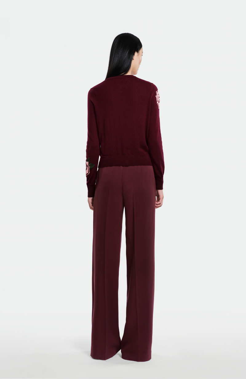 Rose Intarsia Knit Cardigan